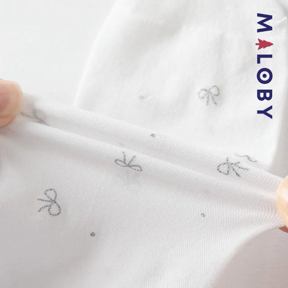 Collant fins motifs nœuds argentés enfant fille -Blanc -robes et ensembles pour filles, bébés et garcons - MALOBY