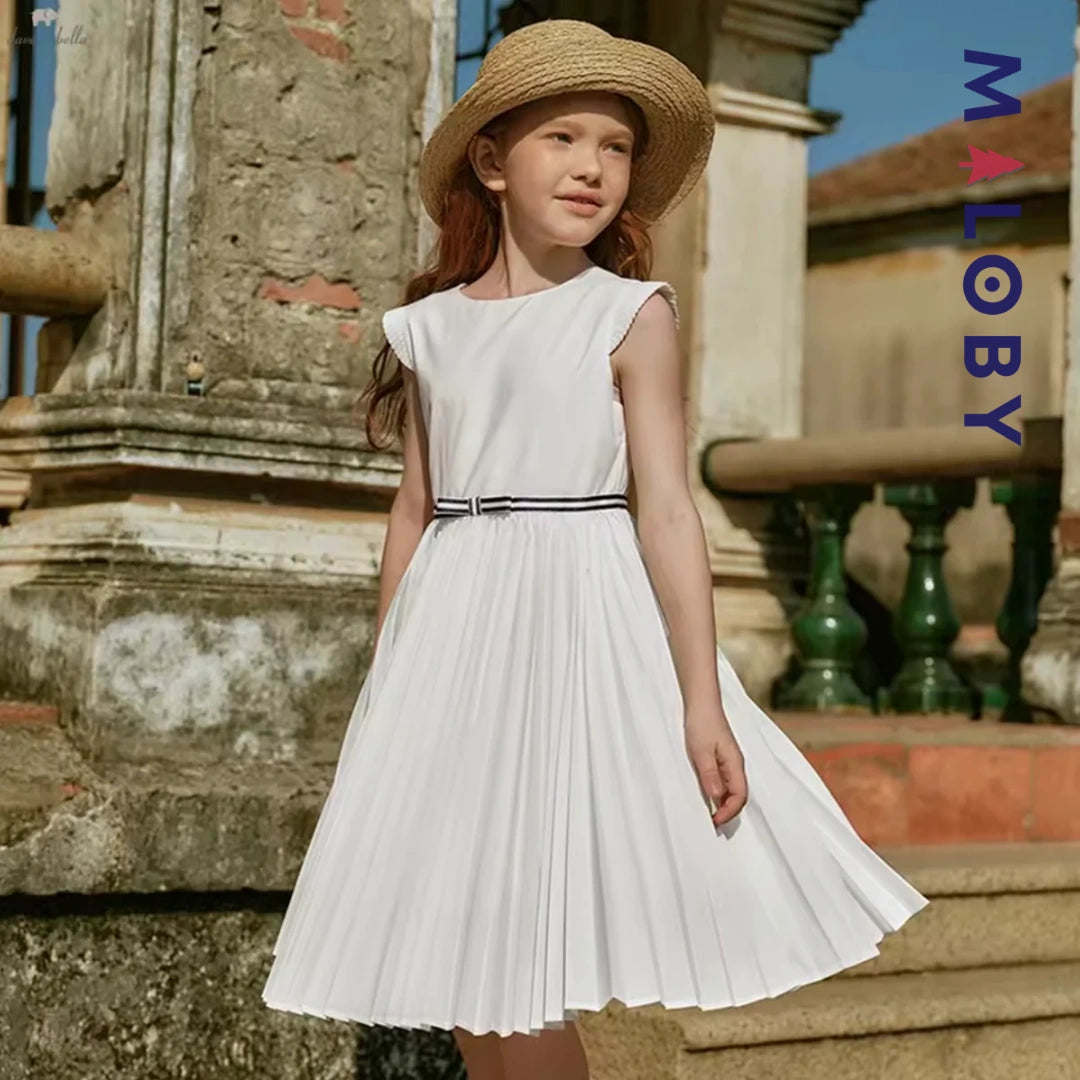 Robe princesse pour cérémonie à jupe plissée fille- Ivoire