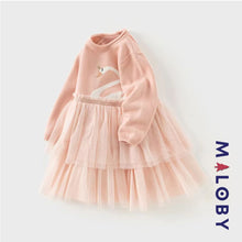 Charger l&#39;image dans la galerie, Robe princesse en maille et en tulle effet 2 en 1- Rose -robes et ensembles pour filles, bébés et garcons - MALOBY
