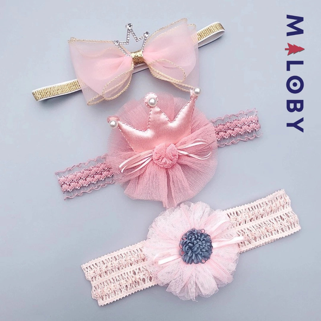 Lot trois bandeaux en dentelle enfant fille -robes et ensembles pour filles, bébés et garcons - MALOBY