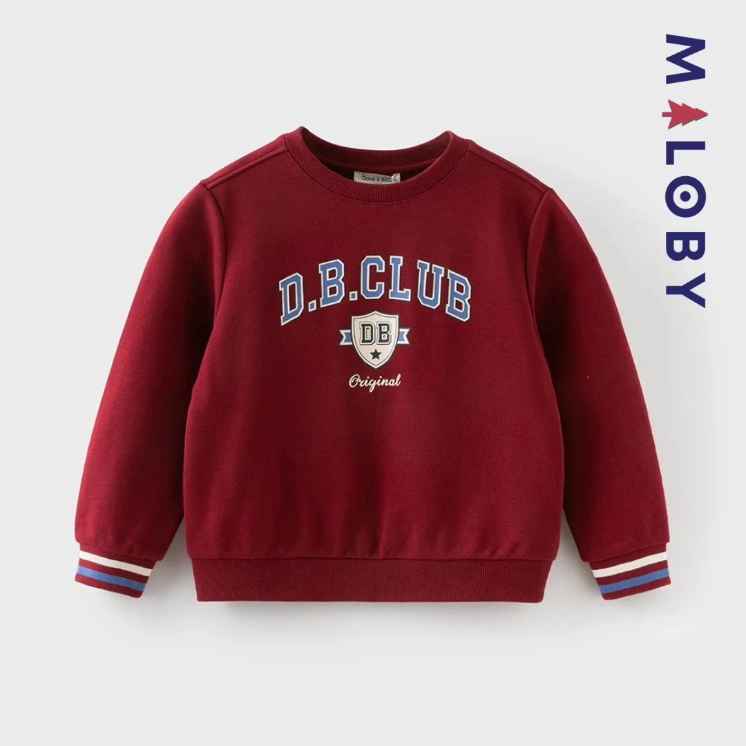 sweat col rond motif placé enfant garçon -Rouge -robes et ensembles pour filles, bébés et garcons - MALOBY
