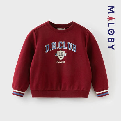 sweat col rond motif placé enfant garçon -Rouge -robes et ensembles pour filles, bébés et garcons - MALOBY