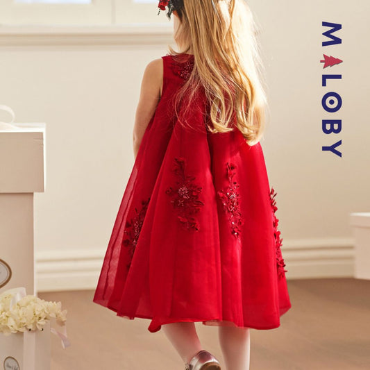 Robe cérémonie perlée- Rouge -robes et ensembles pour filles, bébés et garcons - MALOBY