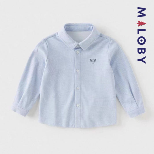 Chemise à carreaux manches longues enfant garçon-Bleu ciel -robes et ensembles pour filles, bébés et garcons - MALOBY