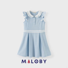 Charger l&#39;image dans la galerie, Robe enfant fille en piqué de coton -Bleu ciel -robes et ensembles pour filles, bébés et garcons - MALOBY
