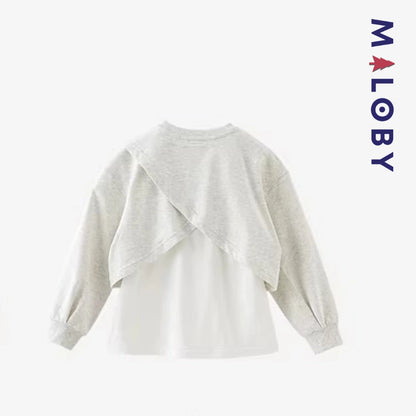Sweat-shirt Kuromi effet 2 en 1 enfant fille -Gris -robes et ensembles pour filles, bébés et garcons - MALOBY