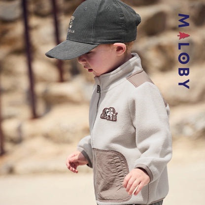 Sweat zippé en maille polaire enfant garçon - Beige -robes et ensembles pour filles, bébés et garcons - MALOBY