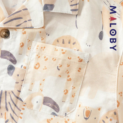 Ensemble Été en lin chemise+short -Imprimé