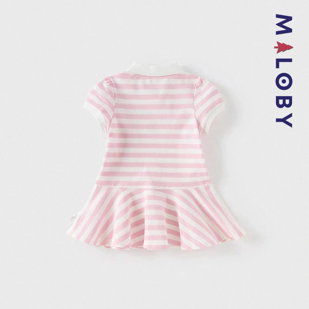 Robe d'été rayée enfant fille -Rose