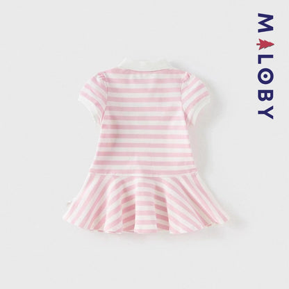 Robe d'été rayée enfant fille -Rose