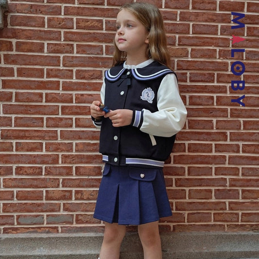 Ensemble habillé Jupon+blouson enfant fille -Marine