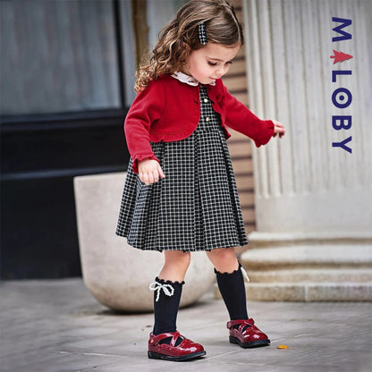 Robe à carreaux  avec Boléro intégré- rouge