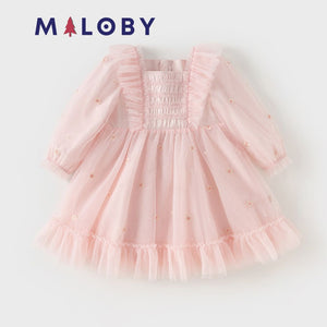 Robe de princesse à volants - rose pâle -robes et ensembles pour filles, bébés et garcons - MALOBY