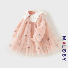 Charger l&#39;image dans la galerie, Robe habillée brodée - Rose pâle -robes et ensembles pour filles, bébés et garcons - MALOBY
