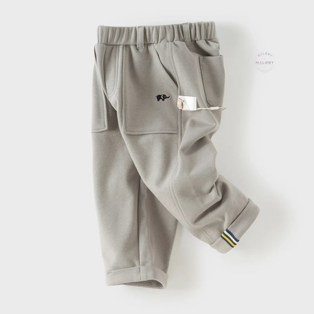 Pantalon cargo poches plaquées enfant garçon gris, vêtement enfant maroc - MALOBY
