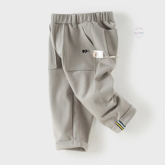 Pantalon cargo poches plaquées enfant garçon gris, vêtement enfant maroc - MALOBY