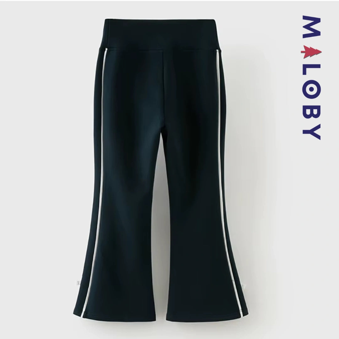 Pantalon tricoté à Bandes Contrastées enfant fille- Marine