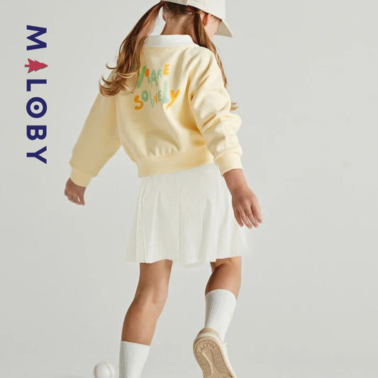 Ensemble Sweat+jupe plissée-Blanc/Jaune -robes et ensembles pour filles, bébés et garcons - MALOBY