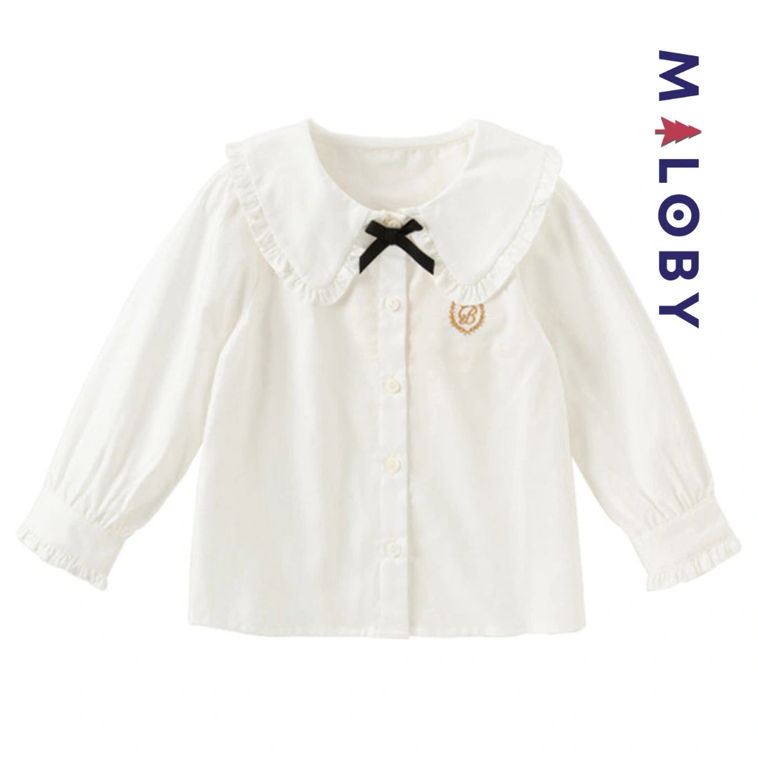 Chemise à nœud enfant fille - Blanc -robes et ensembles pour filles, bébés et garcons - MALOBY