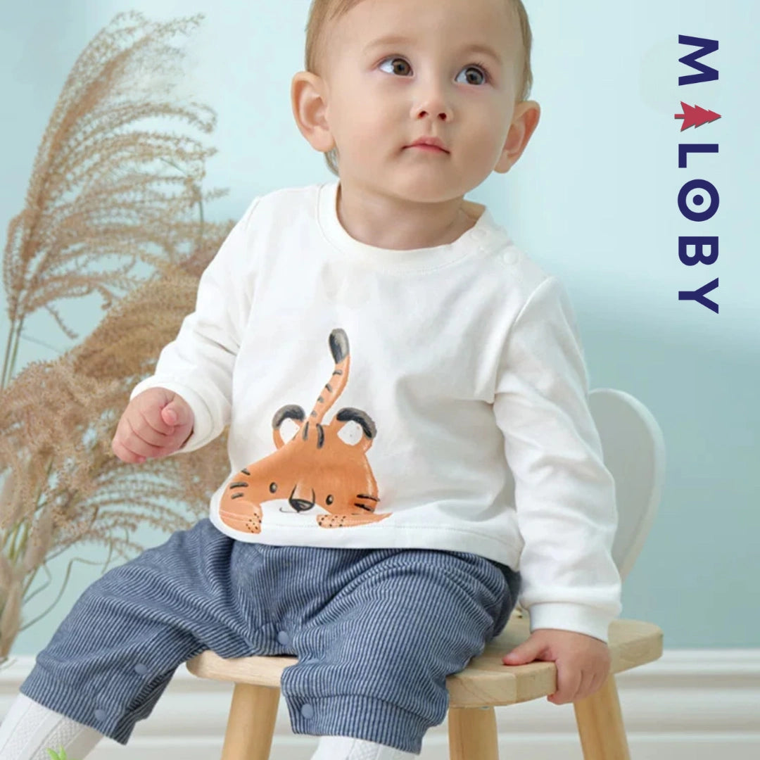 Combinaison effet 2 en 1 bébé garçon- beige/bleu -robes et ensembles pour filles, bébés et garcons - MALOBY