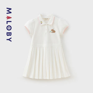 Robe enfant fille en piqué de coton - blanc -robes et ensembles pour filles, bébés et garcons - MALOBY