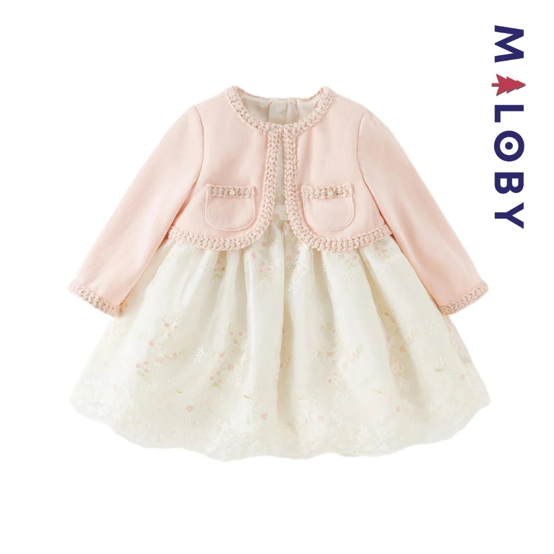 Robe cérémonie avec Boléro intégré -Rose -robes et ensembles pour filles, bébés et garcons - MALOBY