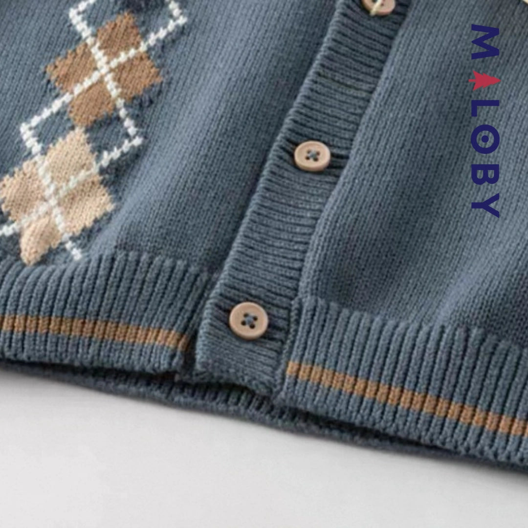 Gilet sans manches en pur coton enfant garçon -Bleu gris -robes et ensembles pour filles, bébés et garcons - MALOBY