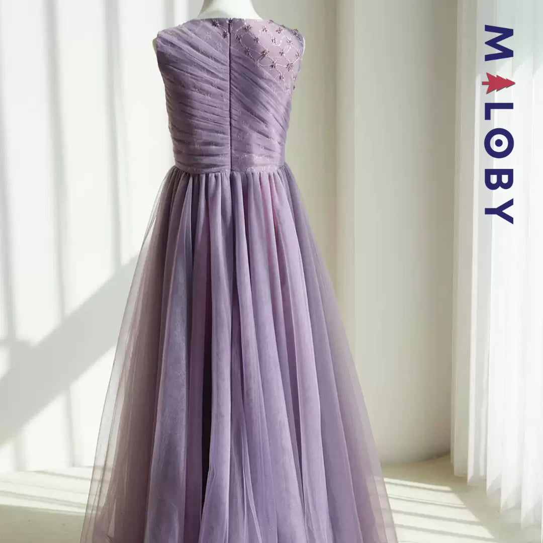 Robe princesse en tulle perlée -Violet