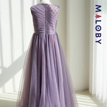 Robe princesse en tulle perlée -Violet