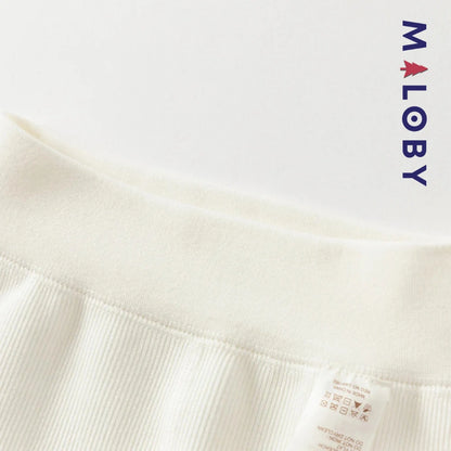 Collant épais à nœuds enfant fille- beige/noir