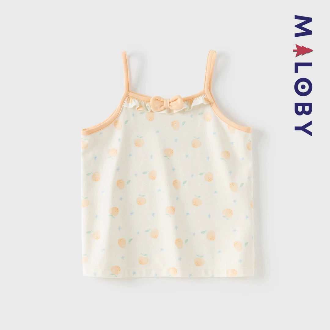 Débardeurs doux d'été enfant fille -Orange/Bleu ciel
