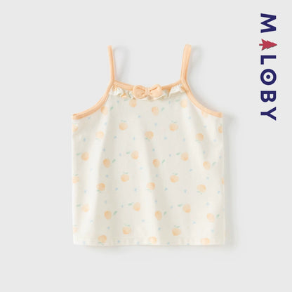 Débardeurs doux d'été enfant fille -Orange/Bleu ciel