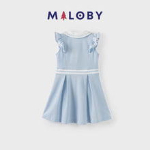 Charger l&#39;image dans la galerie, Robe enfant fille en piqué de coton -Bleu ciel -robes et ensembles pour filles, bébés et garcons - MALOBY
