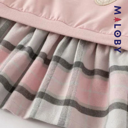 Robe courte bi-matière effet 2 en 1 enfant fille -Rose -robes et ensembles pour filles, bébés et garcons - MALOBY