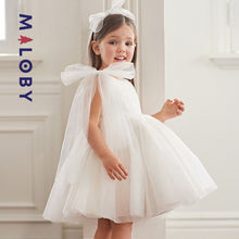 Charger l&#39;image dans la galerie, Robe cérémonie bouffante enfant fille-Blanc -robes et ensembles pour filles, bébés et garcons - MALOBY
