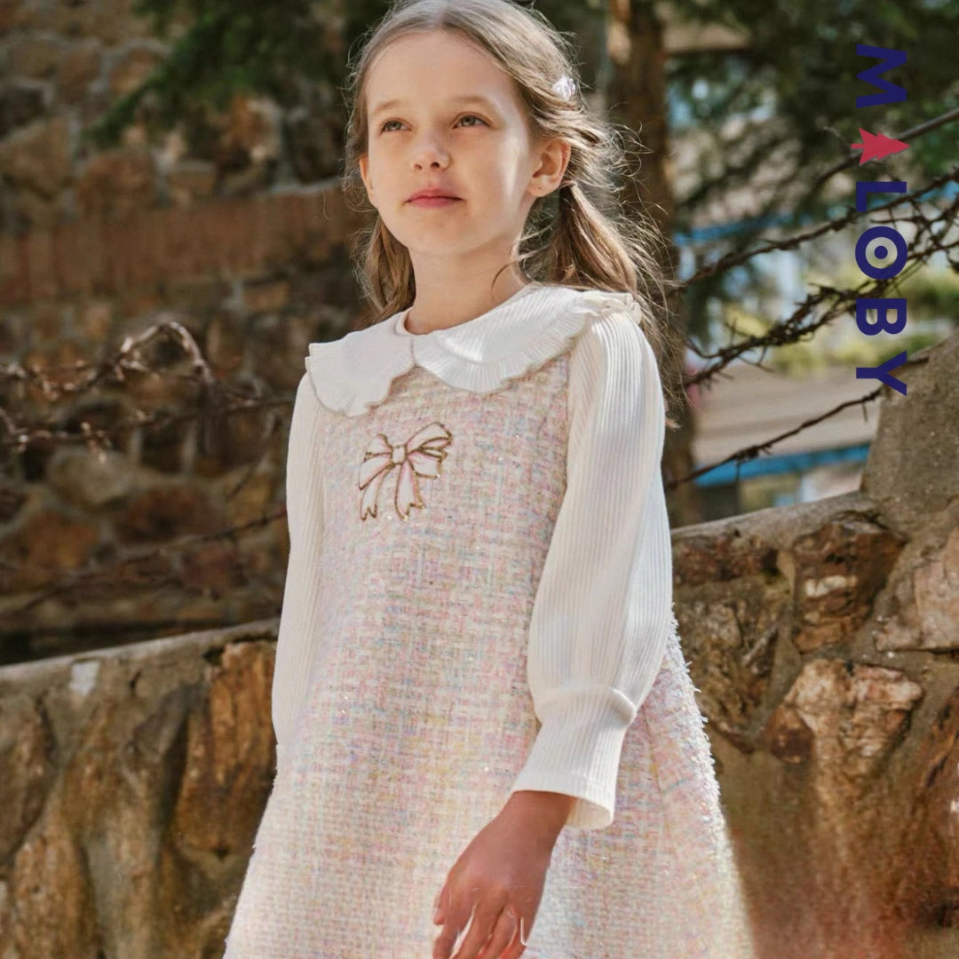 Robe cérémonie à carreaux style chanel enfant fille -Rose -robes et ensembles pour filles, bébés et garcons - MALOBY
