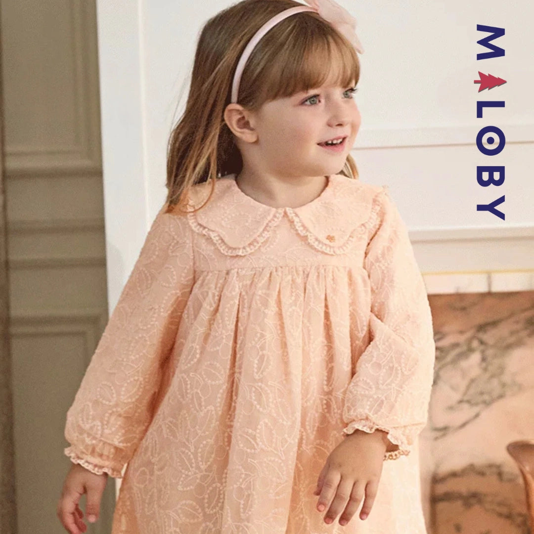 Robe cérémonie brodée enfant fille- Rose pâle -robes et ensembles pour filles, bébés et garcons - MALOBY