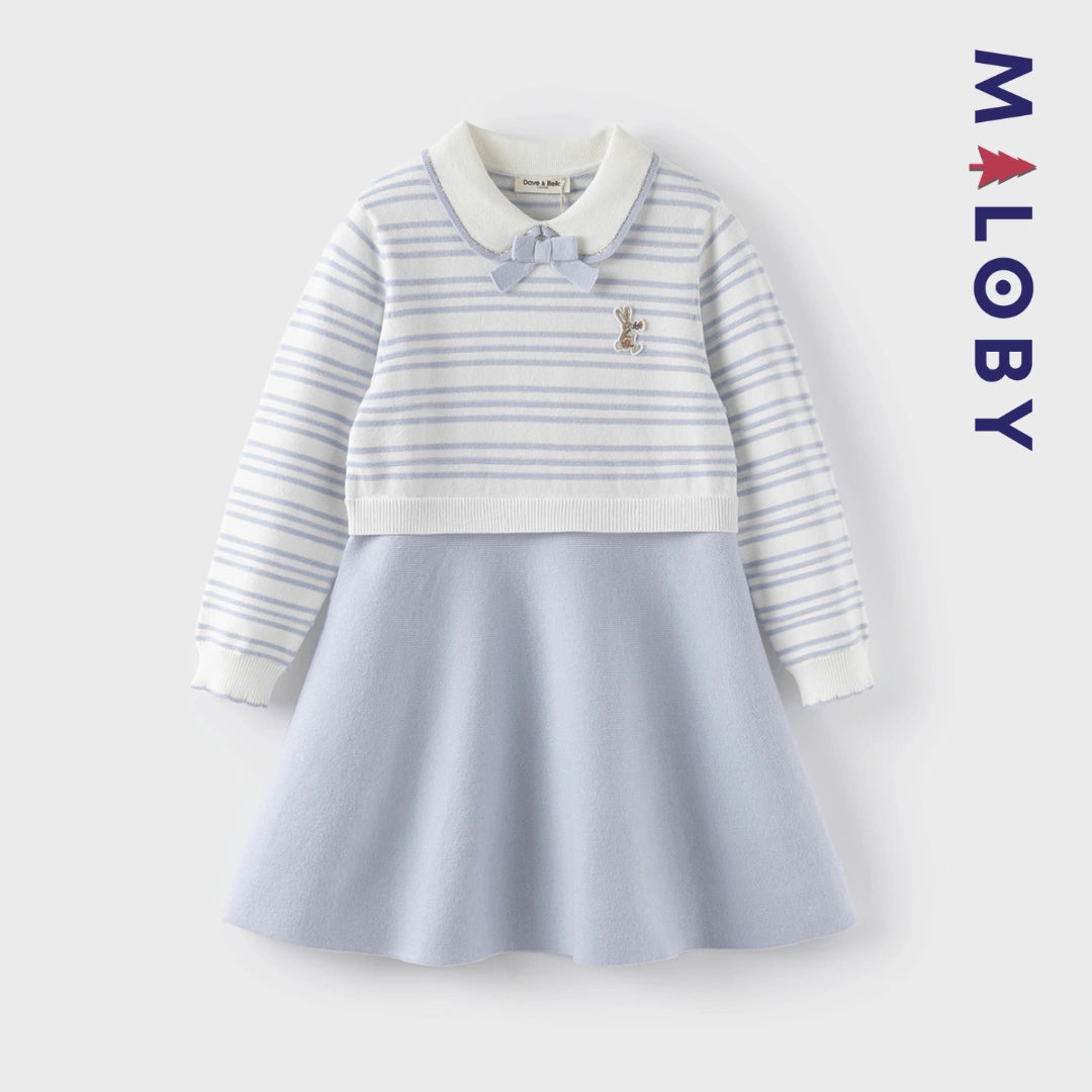 Robe manches longues enfant fille - bleu ciel -robes et ensembles pour filles, bébés et garcons - MALOBY