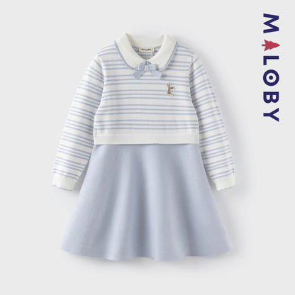 Robe manches longues enfant fille - bleu ciel -robes et ensembles pour filles, bébés et garcons - MALOBY