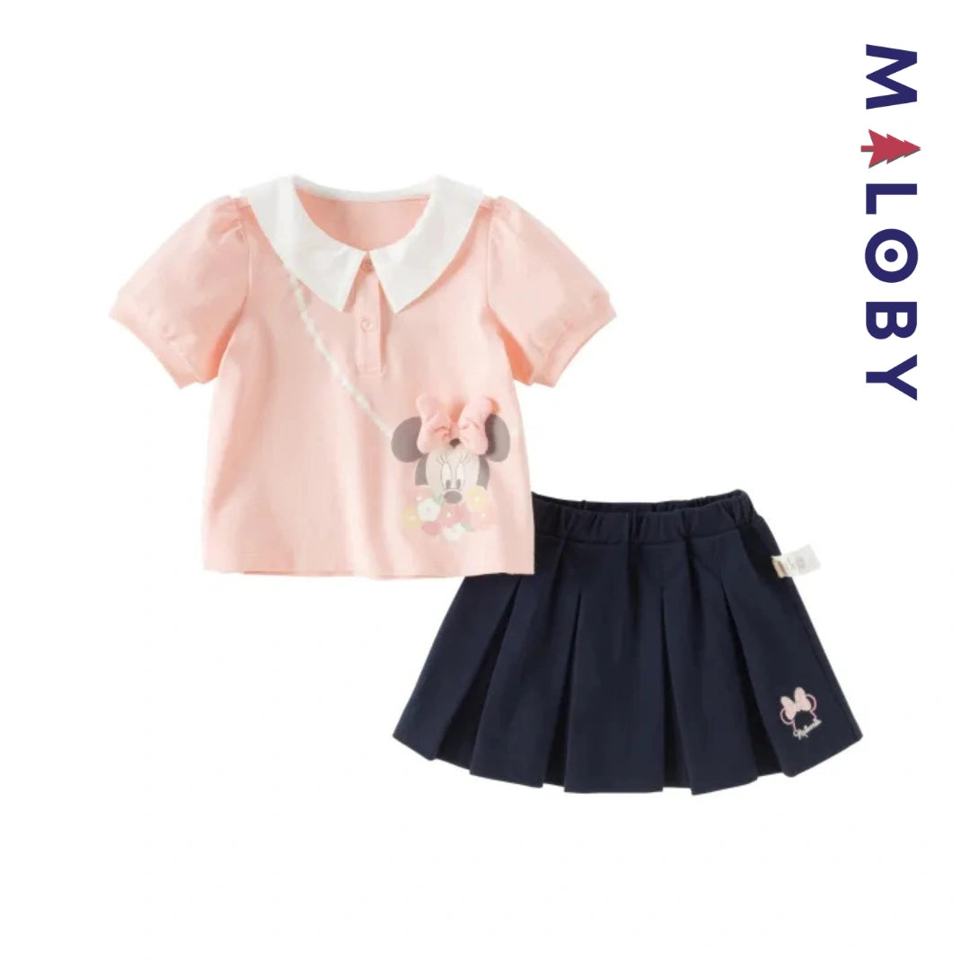 Ensemble Minnie Blouse+Jupe enfant fille- Rose