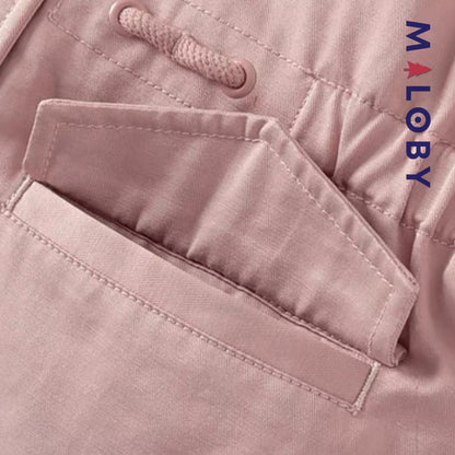 Parka à capuche brodée enfant fille- Rose