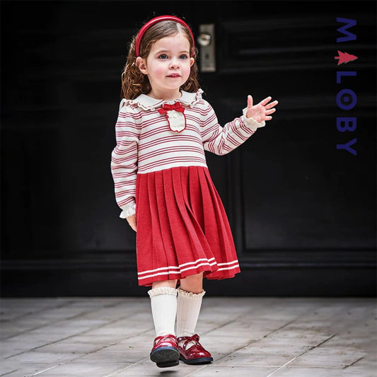 Robe en tricot manches longues enfant fille - Rouge