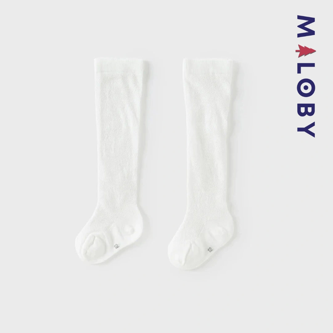 Chaussettes hautes ajourées enfant fille - blanc