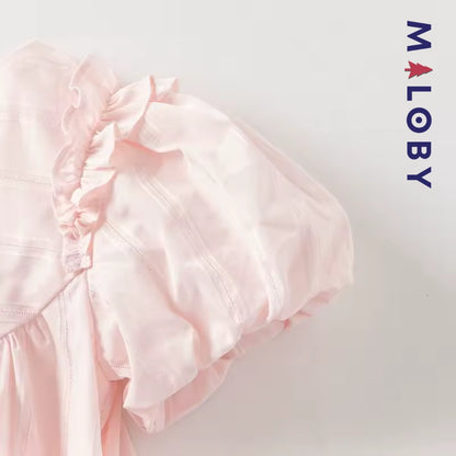 Ensemble  d'été en dentelle Tunique+Short enfant fille -Rose