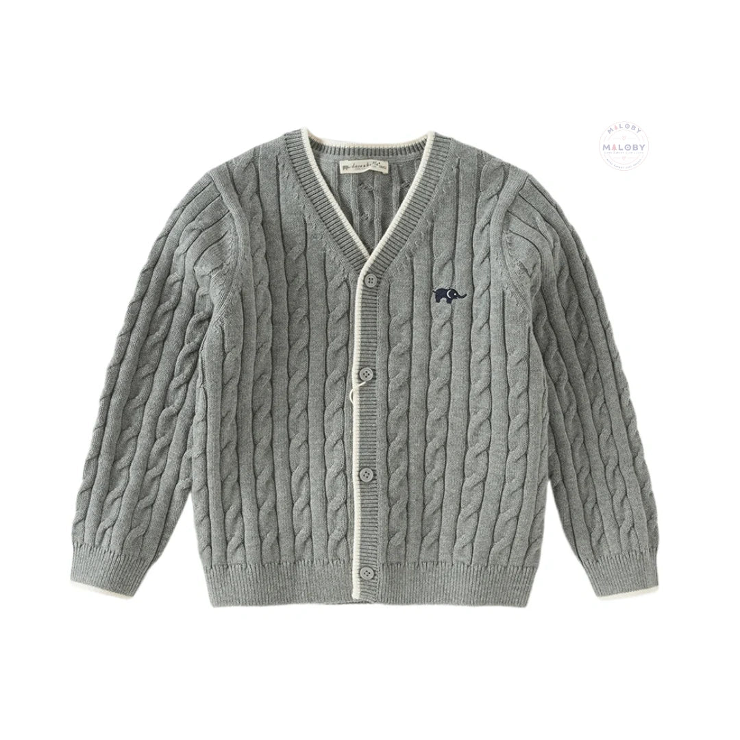 Cardigan torsadé antistatique premium gris pour garçon, vêtement enfant maroc - MALOBY