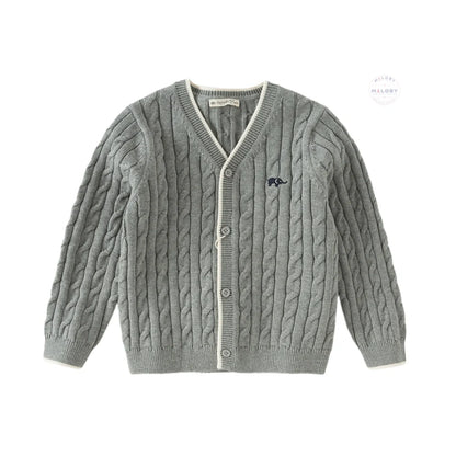 Cardigan torsadé antistatique premium gris pour garçon, vêtement enfant maroc - MALOBY