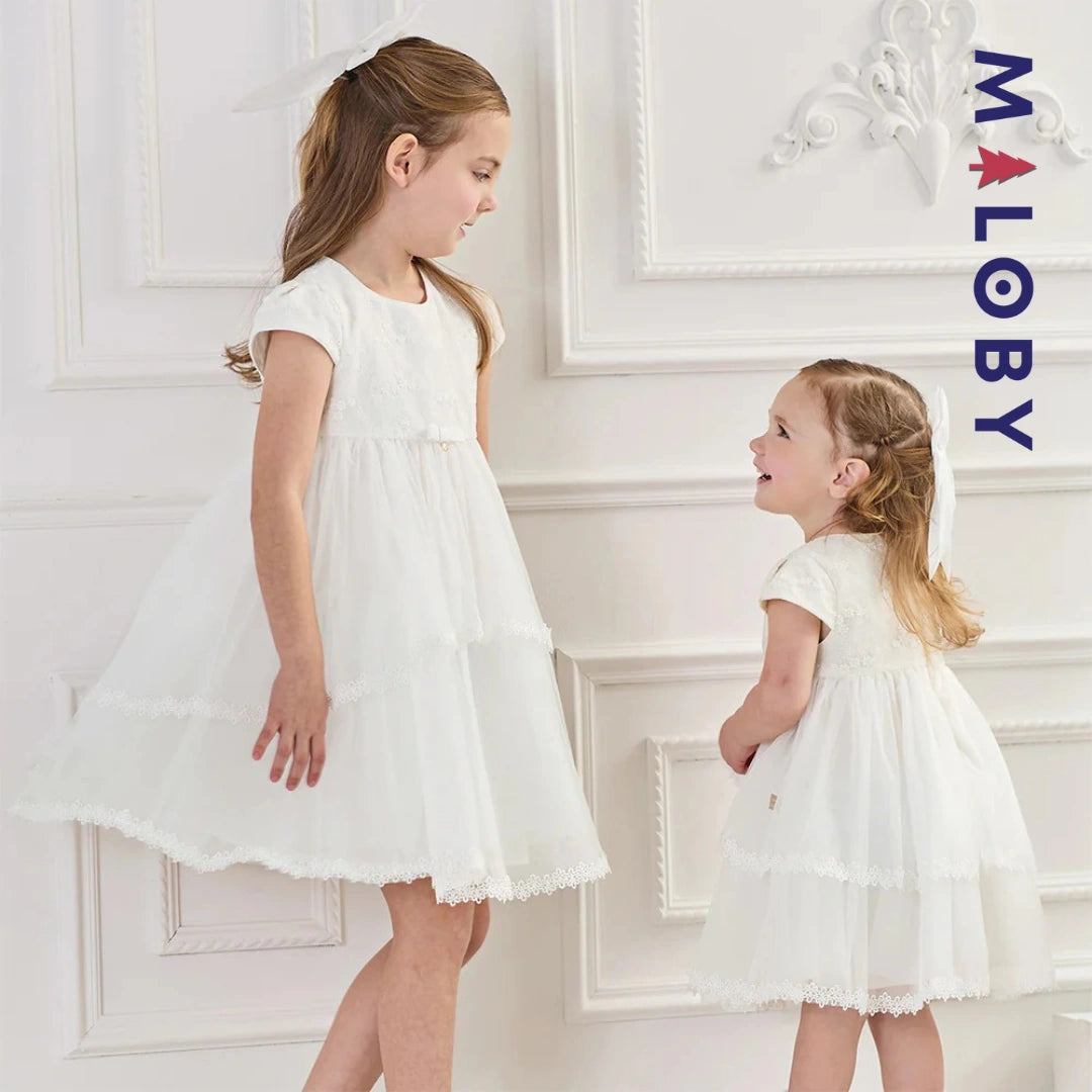 Robe haute couture de cérémonie enfant fille -Blanc