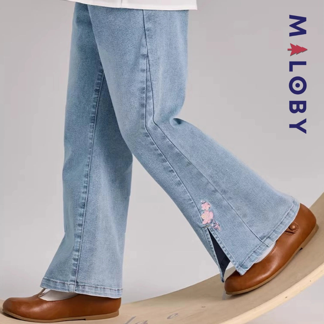 Pantalon denim évasé enfant fille-Bleu -robes et ensembles pour filles, bébés et garcons - MALOBY