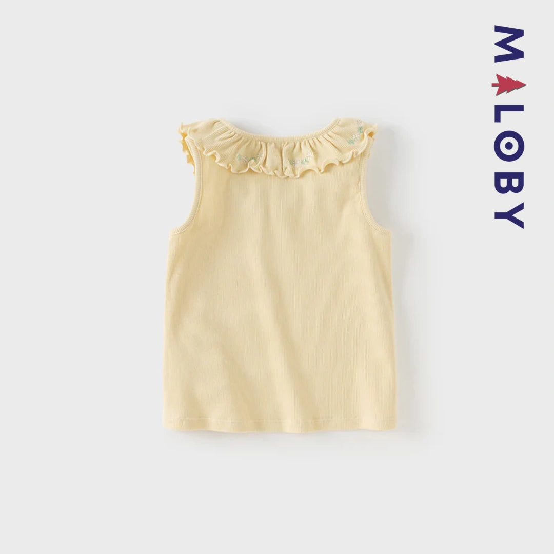 Gilet tricoté sans manches enfant fille - Jaune/violet