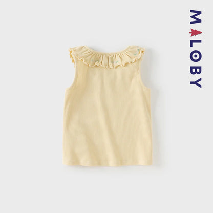 Gilet tricoté sans manches enfant fille - Jaune/violet